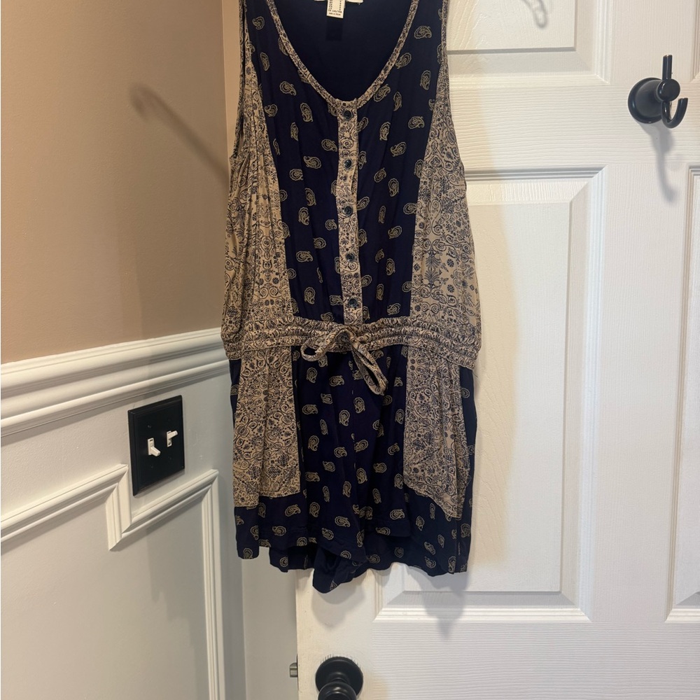 Life in Progress Navy and Beige Paisley Dress